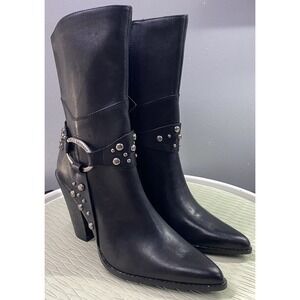 Harley Davidson Women's Sexy Leather Black After Riding Studded Biker Boots 7.5